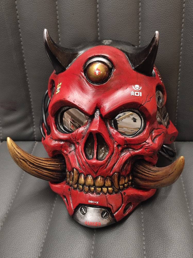 Custom design Cyberpunk Demon Oni mask - Crealandia