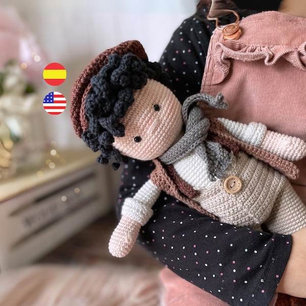 Patrón de muñeco a crochet Gilbert Blythe, niño amigurumi PDF descargable / Inglés y Español