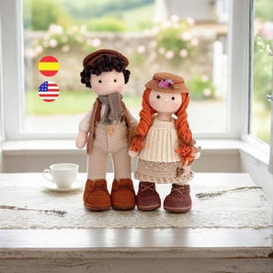 Pack de patrones de Anne y Gilbert, tutorial de muñecos amigurumi en PDF descarga inmediata / Inglés y Español