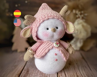 Snowman amigurumi crochet pattern PDF / English and Spanish