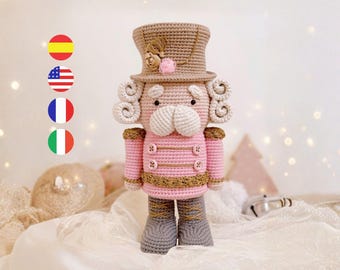 Theo, Nutcracker amigurumi crochet pattern, instant download PDF, easy Christmas tutorial, Step by Step, /English, Spanish, Italian, French