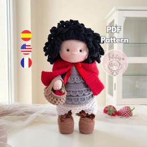 Little Red Riding Hood Amigurumi Pattern PDF, Crochet Doll Pattern, waldorf inspired doll, Fairy Tale Doll Tutorial/ Eng - Spa - French