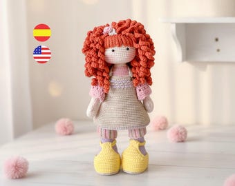 Elisa, amigurumi doll pattern for crochet PDF instant download, cozy doll, colorful amigurumi doll tutorial /Spanish - English