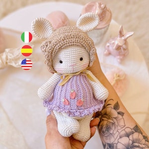 Pompom, easter rabbit amigurumi crochet pattern / English, Spanish, Italian