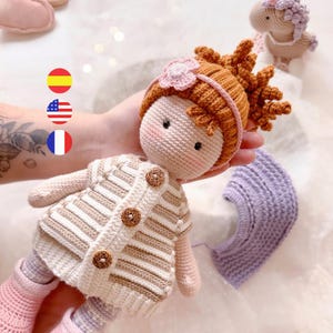 Catalina amigurumi crochet doll pattern, PDF  / English and Spanish