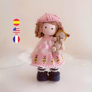 Honey, romantic and vintage girl amigurumi pattern, PDF by Tutitas / English - Spanish - French