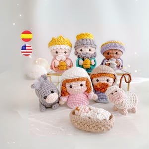 Tiny nativity Christmas amigurumi crochet pattern, PDF instant download / English - Spanish
