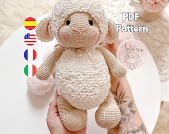 Beeky, cute sheep amigurumi crochet pattern PDF, instant download/ English - Spanish - Italian - French