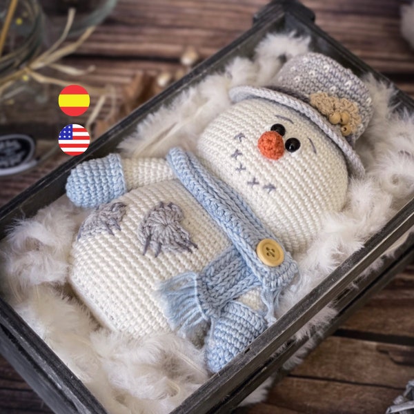 Snowy the Snowman amigurumi pattern PDF /English - Spanish