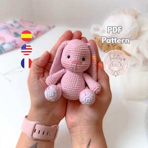 Cute mini bunny amigurumi pattern, easy crochet – Beginner Crochet Tutorial, easter bunny PDF Pattern /English/Spanish/French