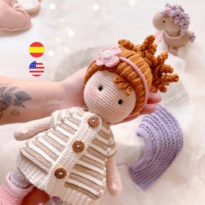 Catalina amigurumi crochet doll pattern, PDF / English and Spanish