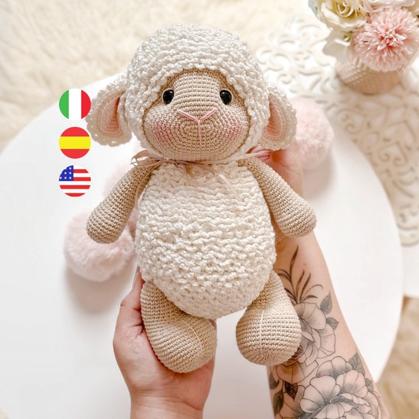 Beeky de sheep amigurumi crochet pattern in PDF / English - Spanish - Italian