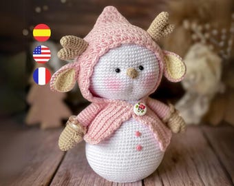 Christmas Snowman amigurumi crochet pattern PDF / English - Franch - Spanish