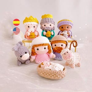 Tiny nativity Christmas amigurumi crochet pattern, PDF instant download / English - Spanish