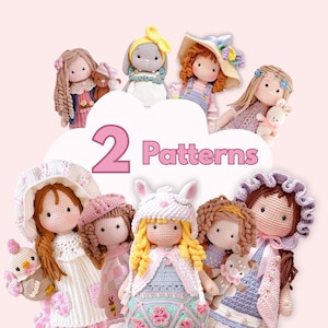 Pack 2 Patrones Amigurumi PDF a Elección, crochet doll pattern Bundle. /Español - Inglés - Francés