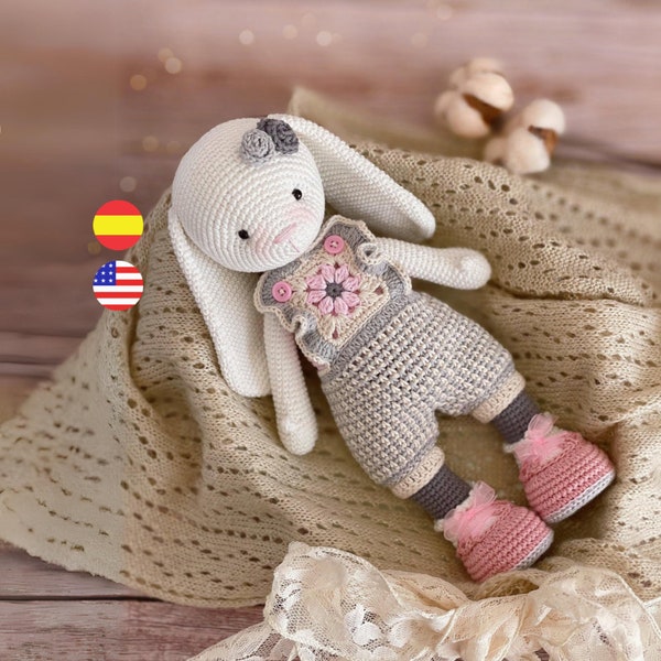 Ester the easter rabbit amigurumi crochet pattern, PDF.  / English and Spanish