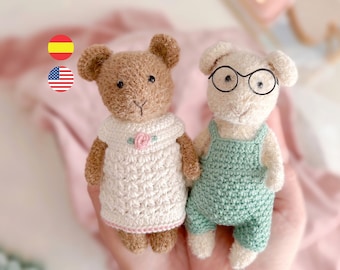 Patrón de ratoncitos con ropa amigurumi a crochet, PDF descargable /English - Español