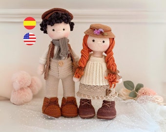 Pack de patrones de Anne y Gilbert, tutorial de muñecos amigurumi en PDF / Inglés y Español