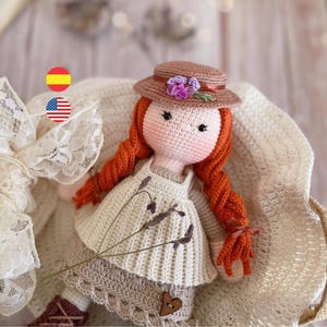 Anne with an E amigurumi doll crochet pattern, PDF. / English and Spanish