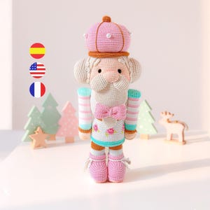 Modèle de casse-noisette amigurumi au crochet, tutoriel de Noël, téléchargement PDF instantané / espagnol, anglais et français