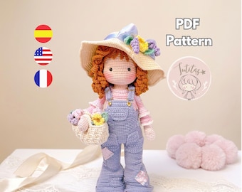 Lucy-Amigurumi-Puppenanleitung, inspiriert von Sarah Kay Crochet, sofortiger PDF-Download / Spanisch, Englisch und Französisch