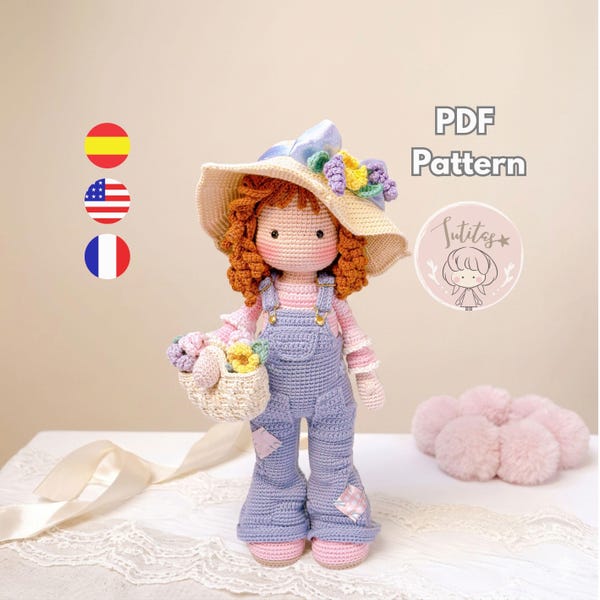 Lucy-Amigurumi-Puppenanleitung, inspiriert von Sarah Kay Crochet, sofortiger PDF-Download / Spanisch, Englisch und Französisch