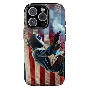 Welder USA Flag iPhone Tough Case: Metalworker Gift
