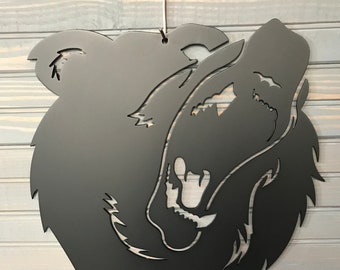 Bear Kodiak Grizzly Brown Metal Art Wall Art Home Decor Man Cave