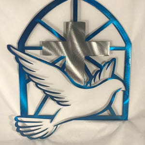 Cross with Dove Metal Wall Art