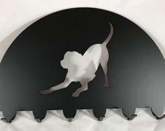 Handmade Metal Dog Leash Holder: Puppy Key Hooks