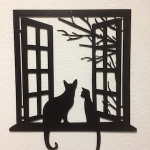 Cats in the Window Metal Art Wall Decoration Home Decor Cat Lovers cat metal art wall art plasma cut