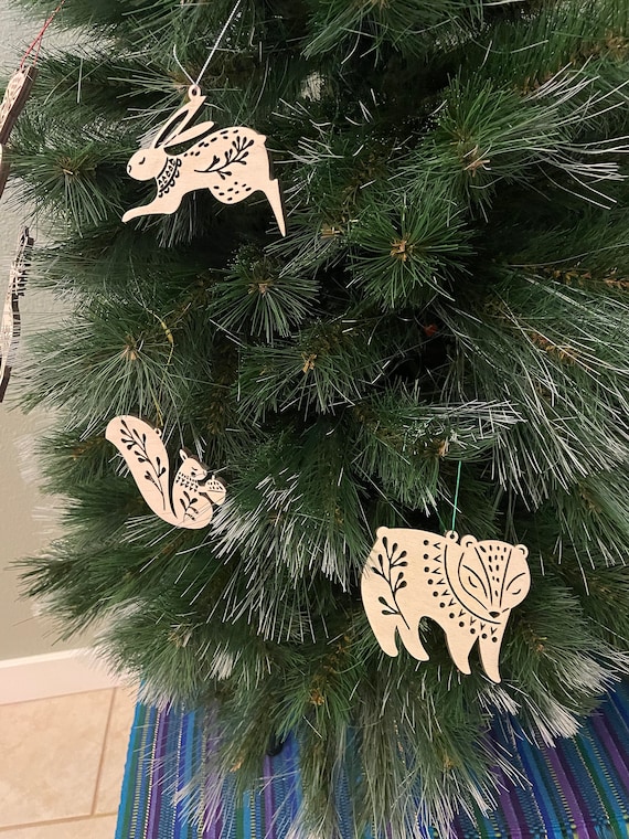 woodland christmas ornaments set