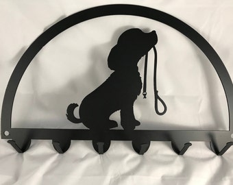 Puppy Dog Leash & Key Holder: Powder Coated Steel, Handmade