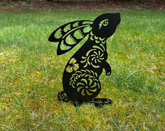 Oscar the bunny rabbit / Garden Stake  / Garden Art / Metal Silhouette / Backyard Decor Perfect Mother's Day Father's Day Gift