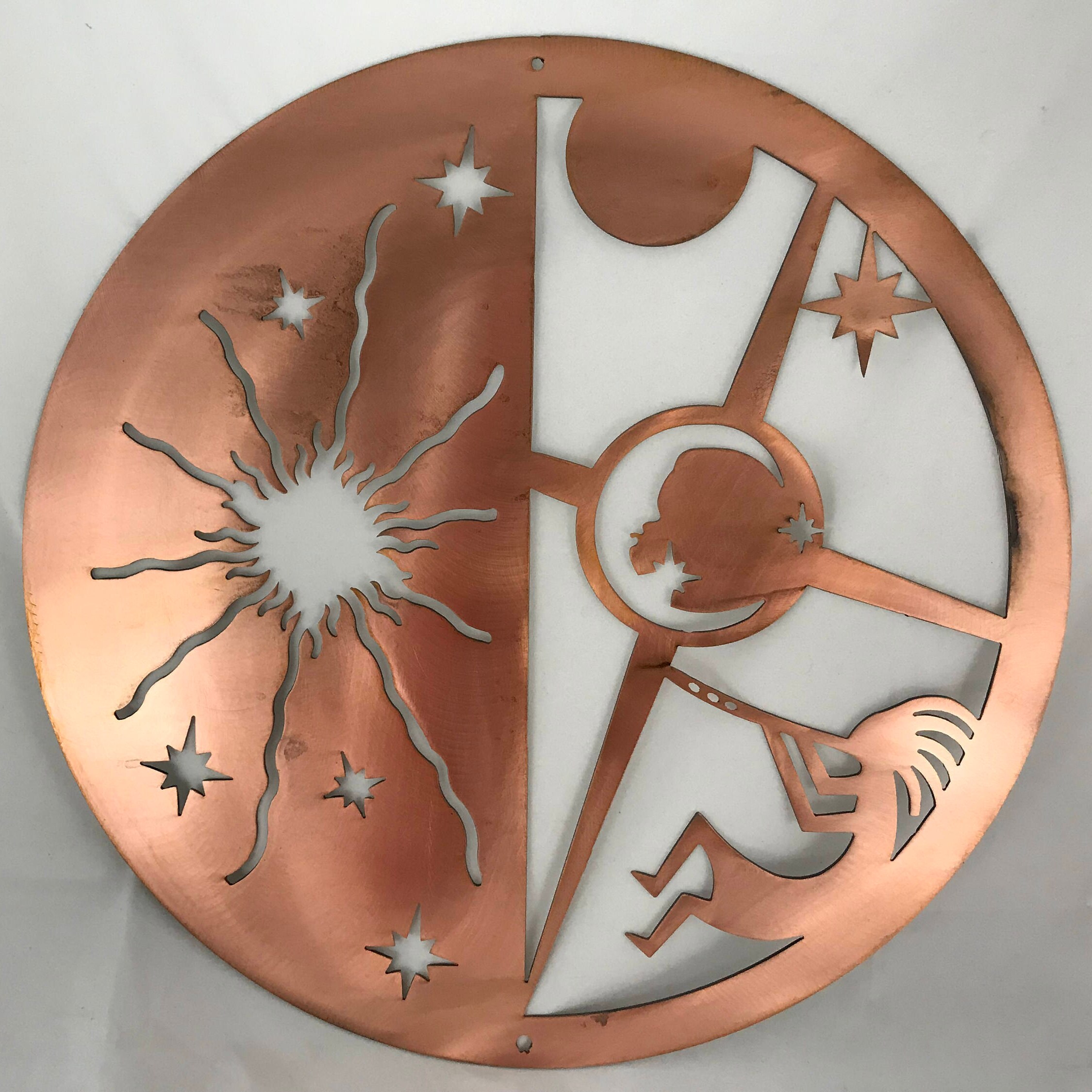 Kokopelli Sun Moon Stars Metal Art Wall Art Etsy