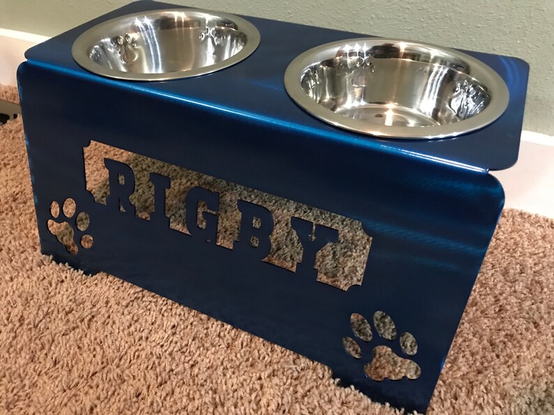 Personalized Elevated Dog Feeder Dog Dish Metal Art Home Decor Etsy