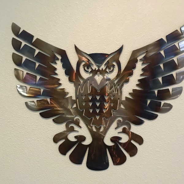 Beautiful Owl Metal Art, 18" or 24" Wide  Wall Art home decor outdoor nature