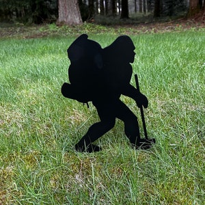 Big Foot Hiking / Bigfoot / Sasquatch / Yeti  / Garden Stake / Garden Art / Backyard Decor / Sasquatch Sign / Yard Art Decor