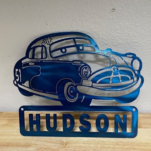 Doc Hudson The Fabulous Hudson Hornet of NASCAR Metal Art, Wall Art Personalized / Disney Cars Movie