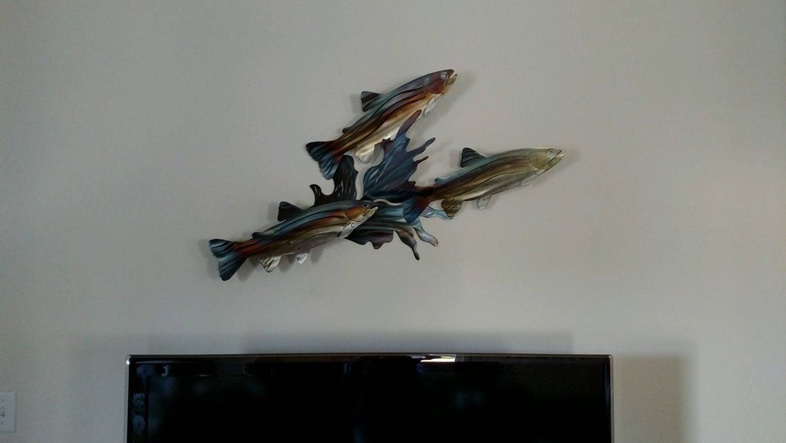 3D Fish Metal Wall Art Salmon Trout Etsy
