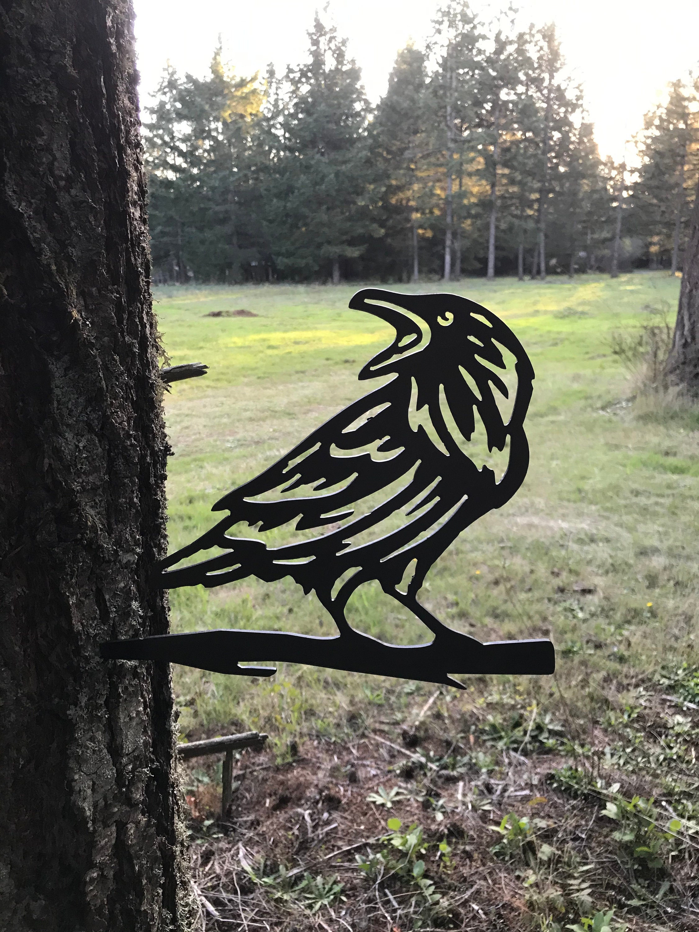 Metal Bird / Crow / Raven / Garden Stake / Tree Stake / Garden Etsy