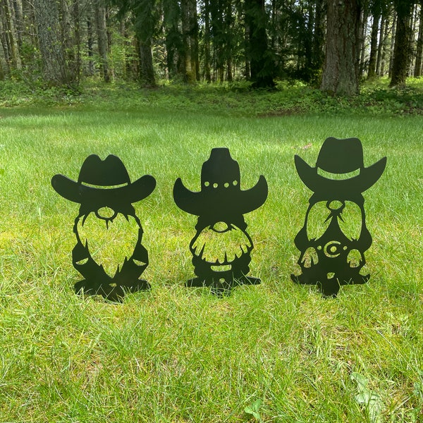 Cowboy Gnomes (Set of 3) | Western Steel Garden Art