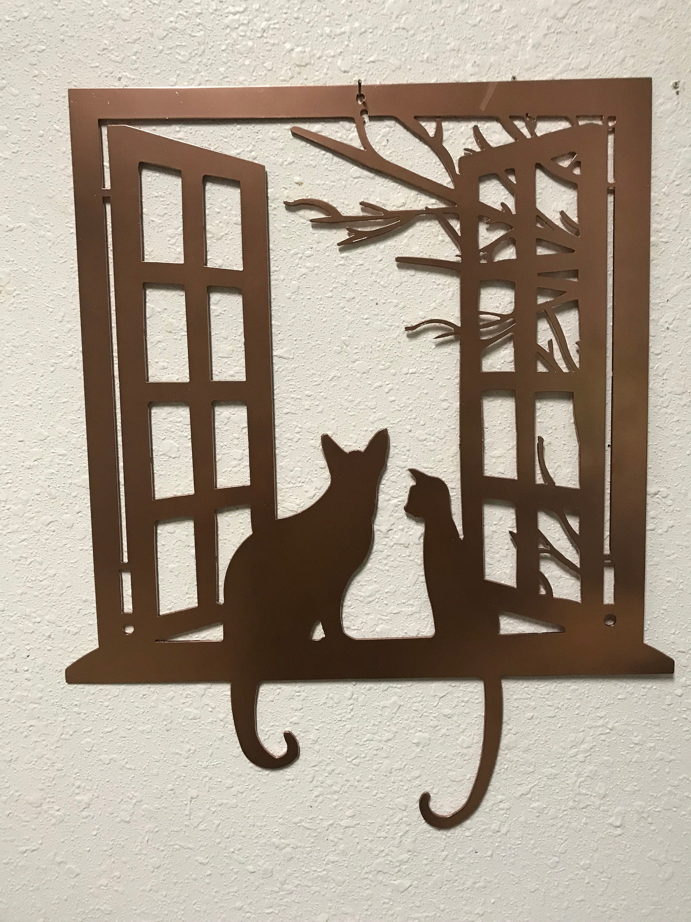 Cats in Window Metal Wall Art - Home Decor for Cat Lovers - Etsy