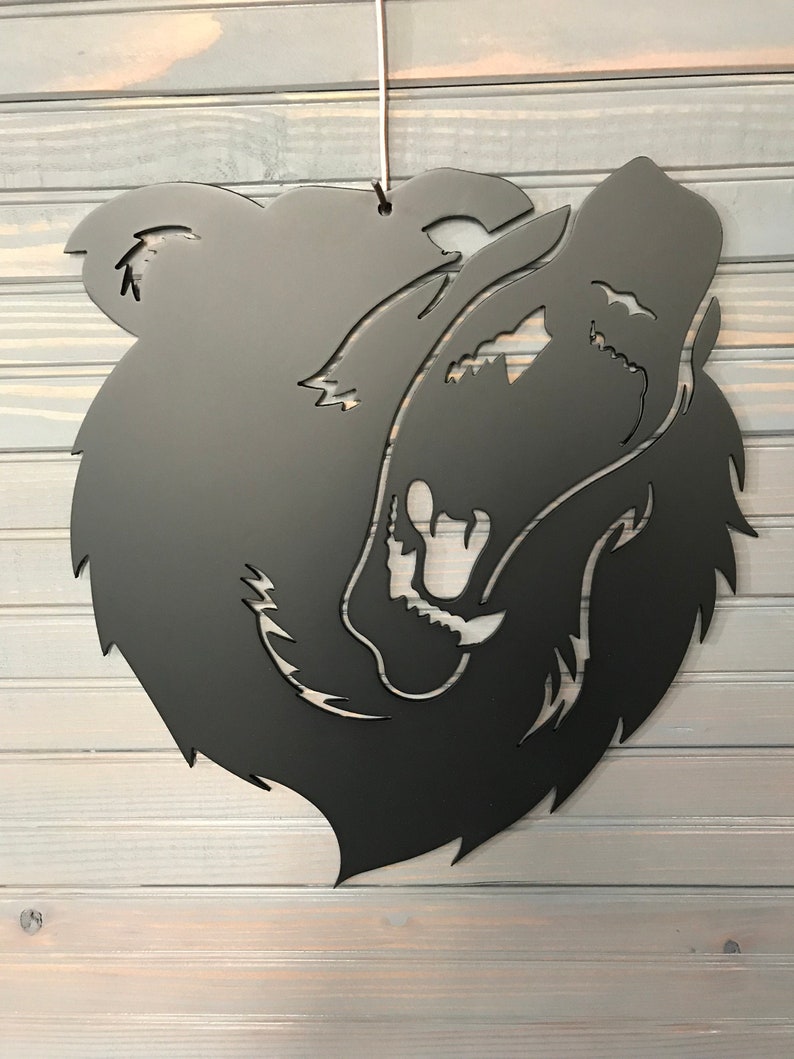 Bear Kodiak Grizzly Brown Metal Art Wall Art Home Decor Man Etsy