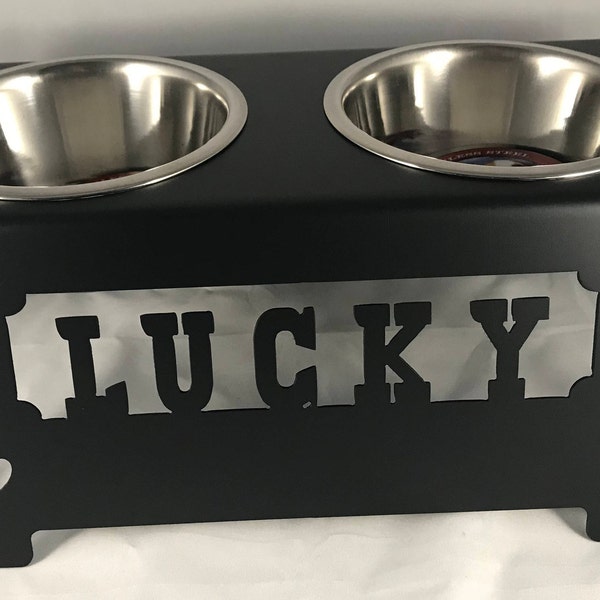 Personalized Elevated Dog Feeder Dog Dish Metal Art home decor CNC Plasma Dog Lover personalized gift birthday present