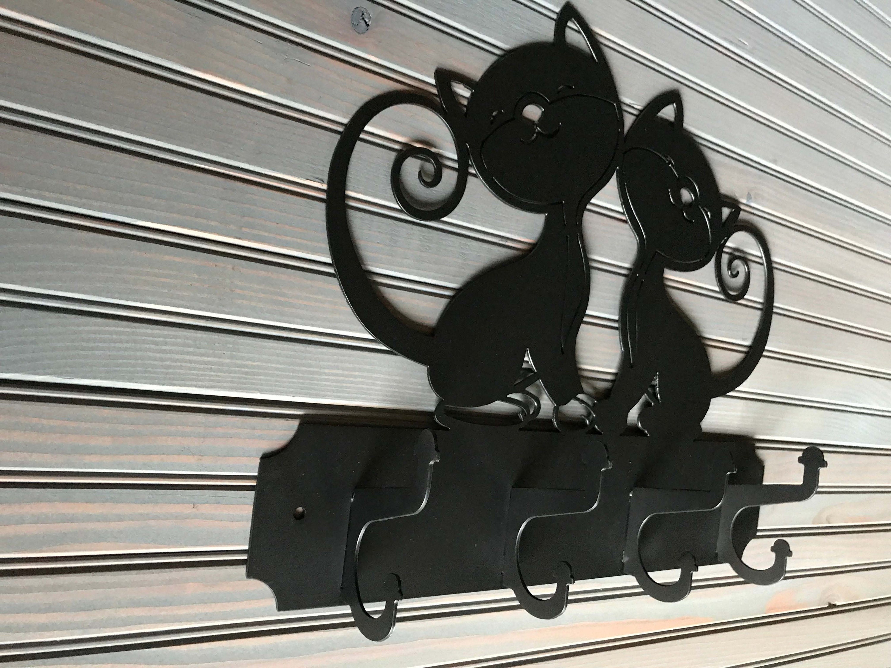 Cute Cat Kitten Kitty Coat Hanger Hooks Sign Wall Art Metal Etsy