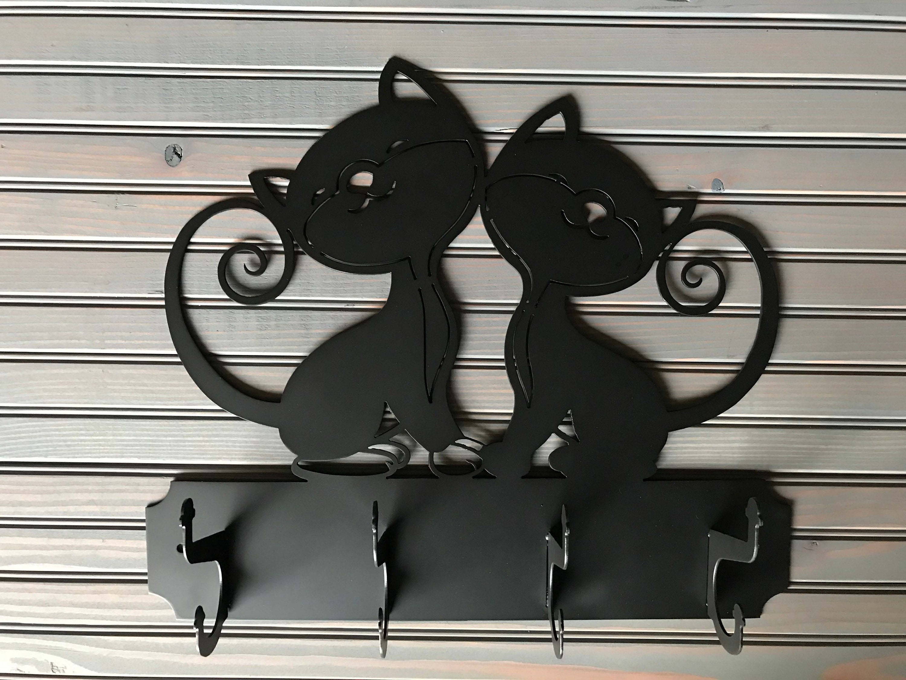 Cute Cat Kitten Kitty Coat Hanger Hooks Sign Wall Art Metal Etsy