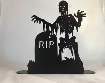 Zombie Tea Light Holder: Halloween Metal Candle Decoration