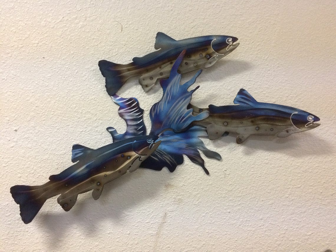 3D Fish Metal Wall Art Salmon Trout Etsy