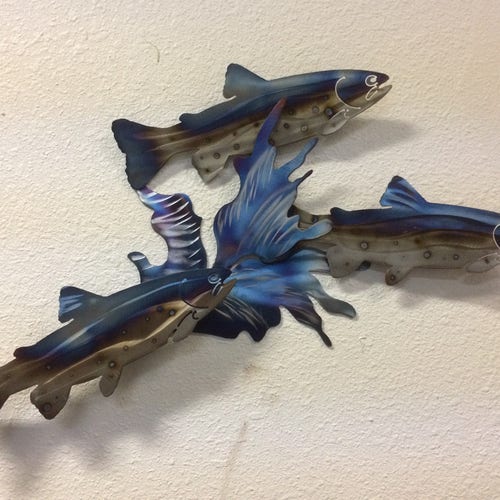 3D Fish Metal Wall Art Salmon Trout Etsy